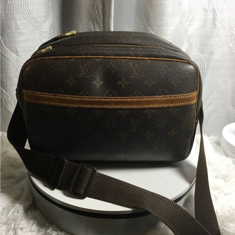 Louis Vuitton Brown Monogram Messenger Bag with Tan Trim